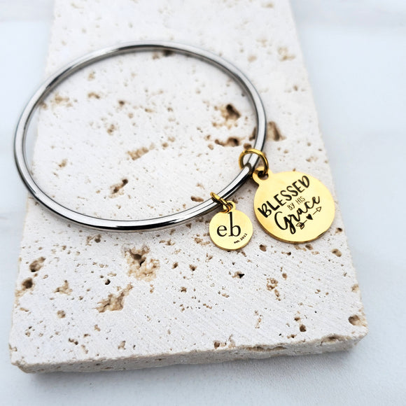 Blessed By His Grace Gold Charm Bracelet